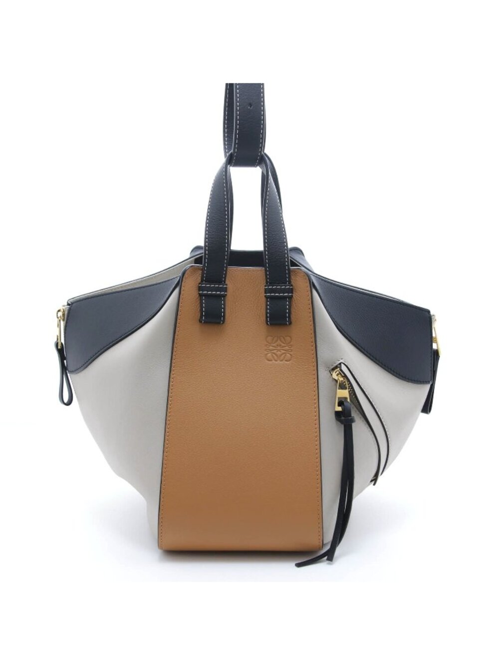 Loewe Hammock Small Brown Beige Black Calfskin Shoulder Bag